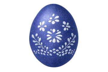 Blue easter egg with white floral decoration