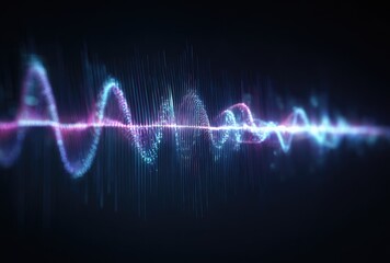 Fototapeta premium Abstract sound wave visualization with blue and purple light on dark background