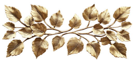 Golden Metallic Leaves on Branches Wall Decor