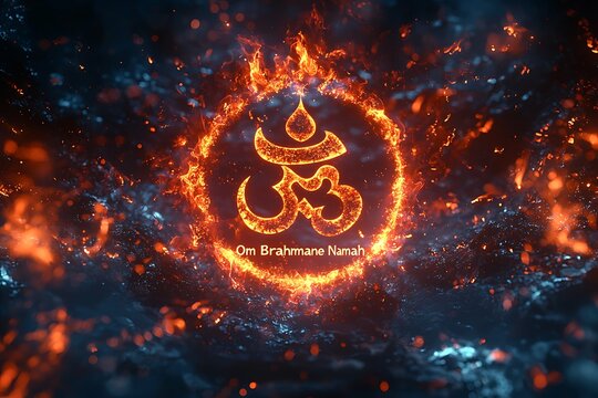 Powerful om brahmane namah symbol spiritual fire high resolution picture