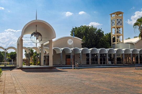Parliament of Botswana National Assembly building with clock tower in Gaborone