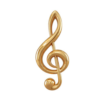 Shiny 3D golden treble clef, Elegant music symbol illustration