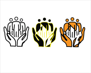 Fototapeta premium Hands cradling people in different colors and styles