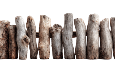 Driftwood Fence Isolated on White Background