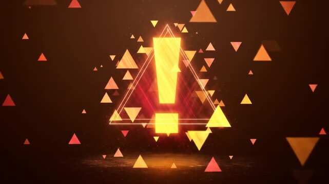 Abstract digital warning sign triangle and exclamation point illustration