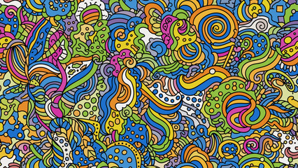 Fototapeta premium Vibrant colorful abstract background with swirling patterns and shapes in various hues