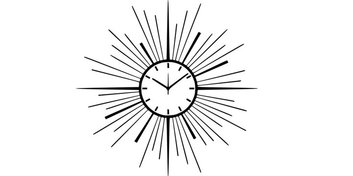 Sunburst Wall Clock Mid Century Decor Silhouette