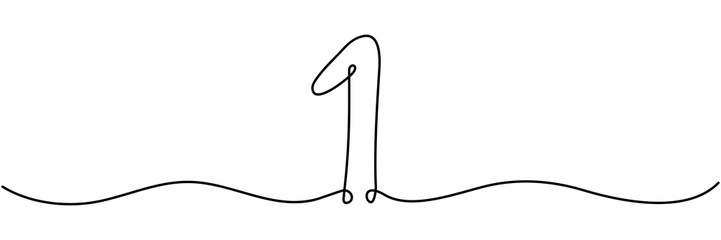 Continuous line drawing number one in elegant single stroke style. Hand drawn mathematical symbol. Ideal for modern educational materials and minimalist graphic design. Vector illustration isolated. © Віталій Баріда