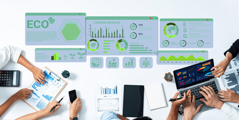 ESG and environmental data dashboard with charts, graphs, and sustainability statistics for eco-friendly strategy Parse