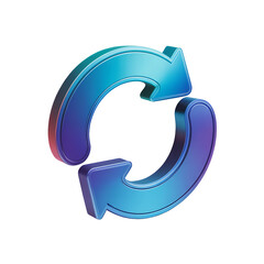 3D Rendering of Two Interlocking Blue and Purple Arrows Forming a Circular Refresh or Sync Symbol