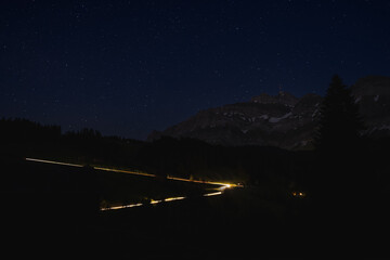 Night Highway through Swiss Alps, Säntis © Stefan