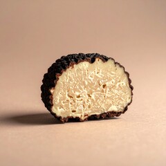 A Cut of Truffle Cheese with Dark Brown Crust