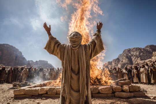 Elijah Praying Before Blazing Stone Altar