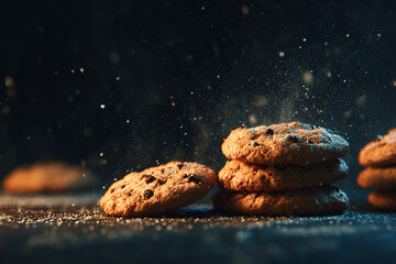 Holiday cookie scene glowing against dark moody backdrop perfect for cozy winter celebrations