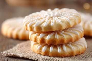 Photoreal Rustic Butter Cookies Featuring Soft Minimal Icing Details