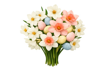 Fototapeta premium Easter spring bouquet featuring colorful eggs and fresh flowers