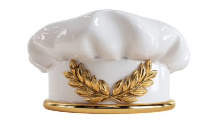 Chef hat with golden laurel wreath