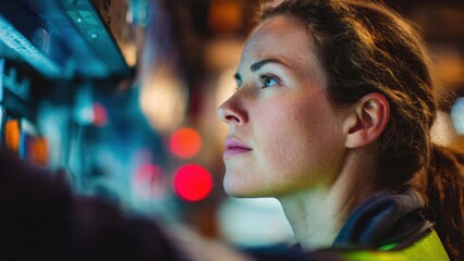 Fototapeta premium Focused female engineer at work