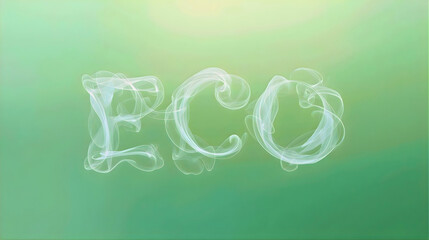 Word ECO formed by white steam on green background