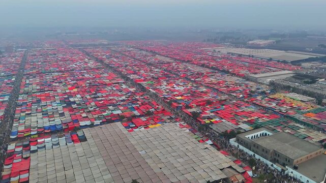Drone Footage Showing Thousands of People Attending Raiwind Tablighi Ijtema 2025 in Lahore Pakistan 8 November 2025