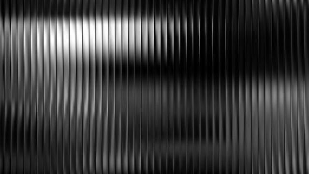 Black reeded glass effect texture with 3d gradient panel and abstract background. Futuristic design with silver neon stripe ripple prism pattern fractal or acrylic rainbow. Corrugated plastic.