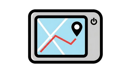 Navigation screen with red route and location marker