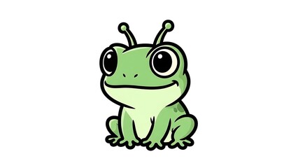 Obraz premium Cartoon Green Frog Illustration Isolated White.