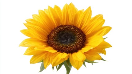 Fototapeta premium Vibrant yellow sunflower isolated on white background.