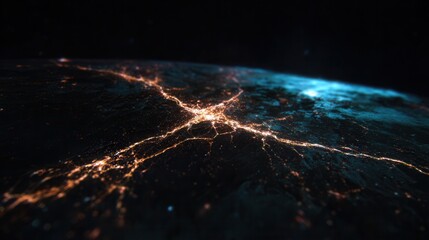 Obraz premium Glowing city lights on Earth from space at night