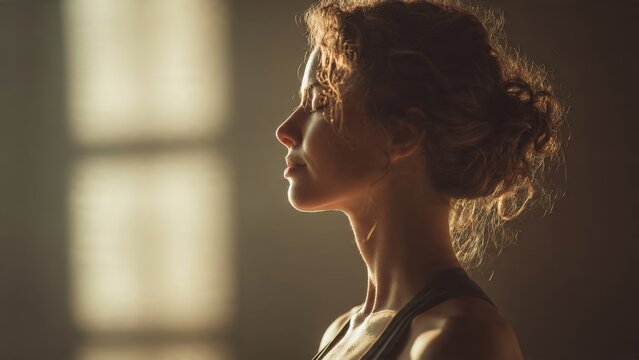 Woman meditating in the sunlight