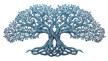 Intricate Blue Celtic Tree of Life Illustration