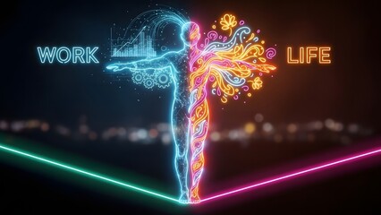 Neon cross with magic and life themes