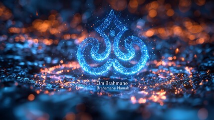 Glowing sanskrit mantra spiritual energy swirling divine light high resolution picture