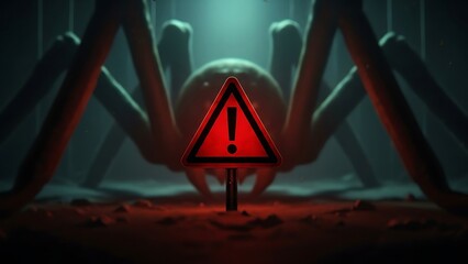 Close-up of hands typing on a laptop with red system error warnings and AI bot detection interface, symbolizing cybersecurity threat, system failure, or smart error monitoring.