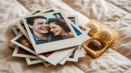 Nostalgic Instant Photos of a Happy Couple and Chocolates for Romance and Memories
