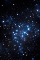 Bright stars shine in the night sky over a dark galaxy