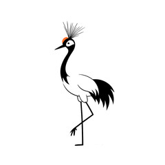 Obraz premium Crane. Crane simple black and white line art vector logo