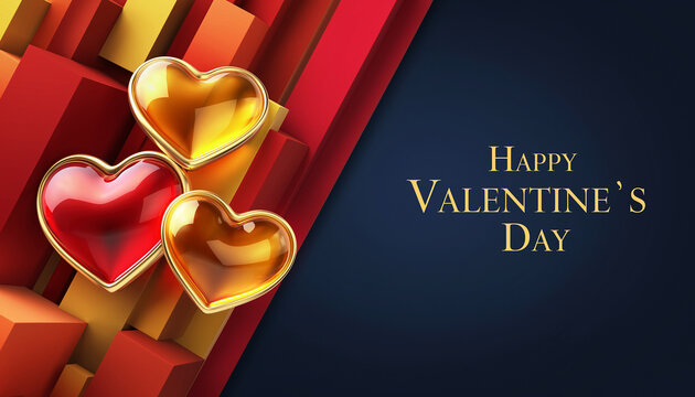 Piękne czerwono bursztynowe serca na stylowym czerwonym tle z  życzeniami walentynkowymi