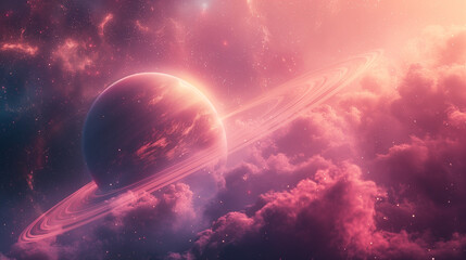 Mysteriously glowing space planet background wallpaper