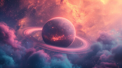 Mysteriously glowing space planet background wallpaper