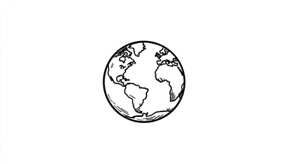 Simple hand drawn globe illustration on a white background