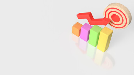Business Growth Target Achievement Concept with Rising Chart and Arrow 3d render.