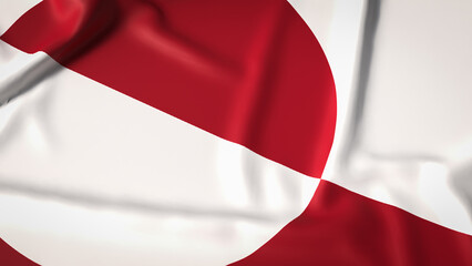 Greenland National Flag Waving Symbol of Arctic Identity and Sovereignty 3d render. © niphon