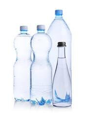 Fototapeta premium Water bottles of different sizes isolated on white