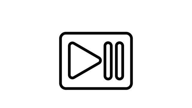 Play, Pause Button Outline Animation Flat Cartoon Icon. 4K Video Transparent Alpha Channel. Editable Animated Icon Transparent Background.