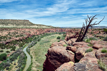 High View into a Deep Rocky Canyon and Prairie © jia