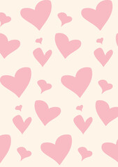 Seamless Valentine Heart Pattern in Soft Pink Colors