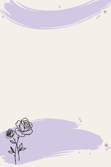 Minimal Pastel Background with Lavender Brush Stroke and Small Floral Accent
