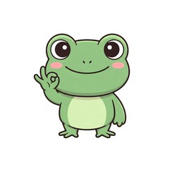 Cute Frog Character Showing Okay Sign.