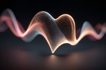 Abstract Glowing Heart Wave on Dark Background
